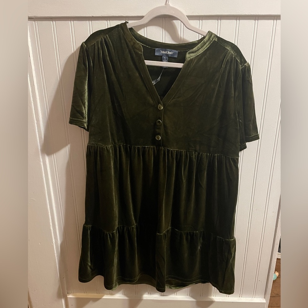 ModCloth velour green dress